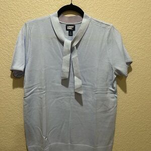 Lands' End Light Blue Tie-Neck Sweater